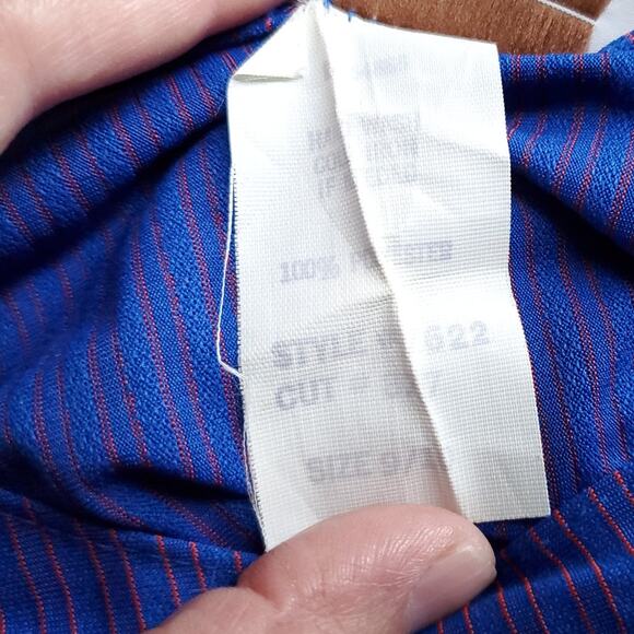 Vintage New Division Blue Red Stripe Belted Shirt Dress Day Dress Size 9 / 10 - Picture 16 of 16